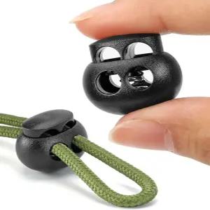 12개 코드 잠금장치 이중 구멍 원형 볼 플라스틱 스프링 엔드 스토퍼 패스너 슬라이더가 드로스트링용