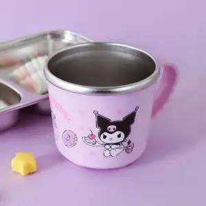 쿠로미 논슬립 핸들 스텐컵이유식기 아동 유아 스텐 물컵 양수 빨대