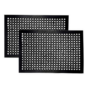 IRONGATE 고무 도어 매트 - 2팩 미끄럼 방지 실내외 바닥 헤비 듀티 상업용 주방 램프 풀 레스토랑 차고 바 배수 24x36