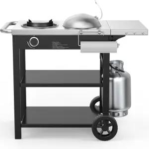 BBQ몰 야외 웍 스테이션 프로판 버너(준비 테이블 포함) 스테인리스 스틸 사이드 보관함 볶음 시어링