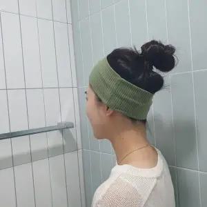 남녀공용 무지 골지 반다나 헤어밴드 카키