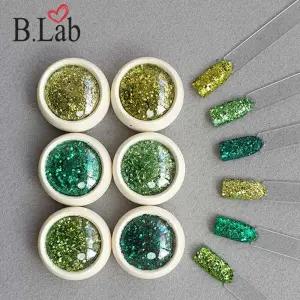 뷰랩 샤이니 솔리드 네일글리터 6종세트 그리너리반짝이 손톱이 젤아트 장식 장식이 반이 재료 셀프