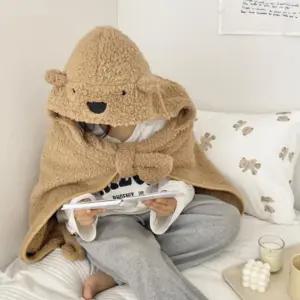 여성 아동 겨울 곰돌이 후드 입는 망토 담요 블랭킷