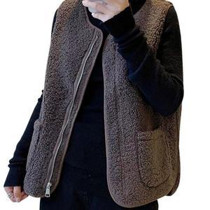 차차쿠바 여성 양털 뽀글이 조끼 접업 베스트