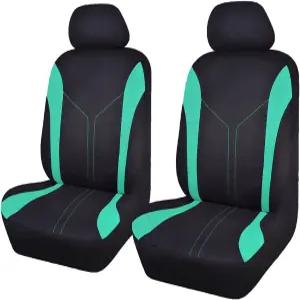 플라잉 배너 카시트 커버 2개 앞좌석 메쉬 패브릭 스플라이싱 폴리에스터 블랙과 녹색 색상