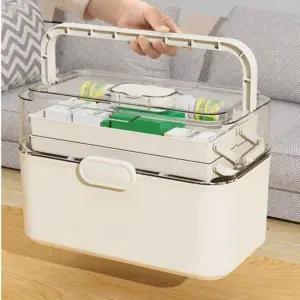 3색 1개 3단 가정용 사무실 상비 구급약통 약상자 약 연고 보관 박스