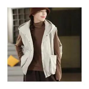 여성 트렌디 아이템 조끼 캐주얼 겨울 패딩 따뜻한 빅 포켓 도톰 민소매 코트 HT4