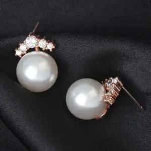 기본귀걸이 골드필드 핀 큐빅 왕관 진주 혼주 결혼식 귀걸이 14K