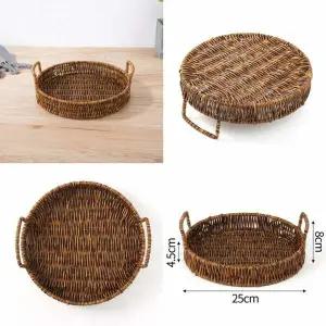베스트 KLR672D8 원형 라탄짜임 트레이 25cm 손잡이 쟁반