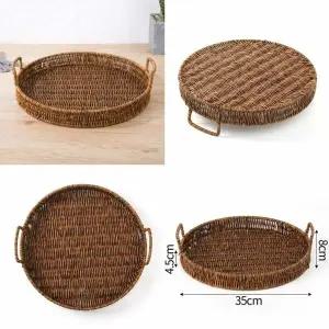 베스트 ZZK322R7 원형 라탄짜임 트레이 35cm 라탄바구니