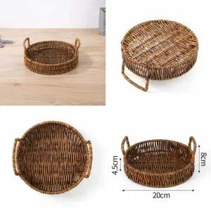 베스트 IZT871Y2 원형 라탄짜임 트레이 20cm 수납 정리함