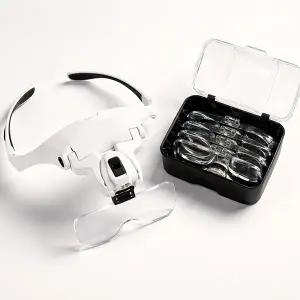 랩앤툴스 휴대용 안경 LED 헤드 확대경 작업 고배율 조명 돋보기 노인 노안 독서