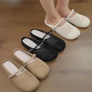 [신상오픈런]여성 캐주얼 니트 메리제인 스트랩 뮬 샌들 (39139935)