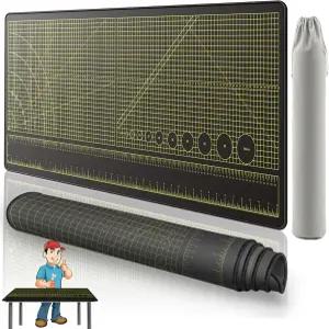 2F22E 프리미엄 휴대용 작업대 매트 43.31 x15.75 인치 - 미끄럼 방지 이중 측정 저울 및 각도 가이드