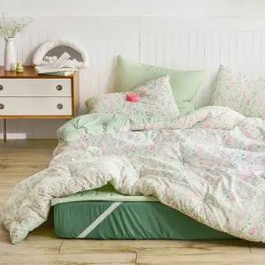 말랑 시아나 그린 먼지없는 세미 사계절 옥수수솜 차렵이불 세트 SS) Q)