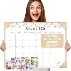 Gannyfer 데스크 캘린더 2026(데스크탑 매트 포함) 심플리파이티드 라지 22인치 x 17인치 데스크톱 패드