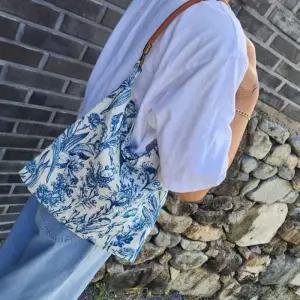 [라일리] Rly 플라워 가죽 손잡이 캔버스백 숄더백 천 백 빈티