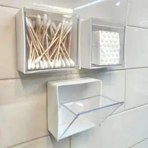 ( )무타공 벽걸이 화장솜 면봉 다용도 수납함 정리함