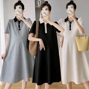 SIS-836 임부 카라 드레스원피스 캐주얼 배색 임산부 임부복