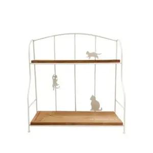 고양이 미니선반 아이보리 2단 정리함 다용도 진열대