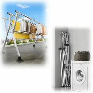 접이식 UXA598T7 대형 이불 빨래 건조대 아파트 원룸 자취생 베란다 발코니 옥상 이동식 길이조절 스텐 빨