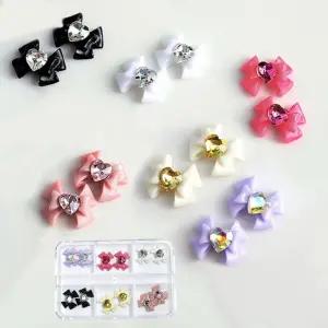 네일아트 블링블링 2단 더블 리본 파츠 12개입 세트 네일스톤