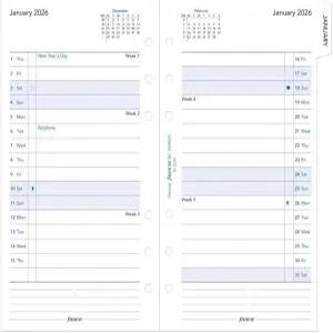 필로팍스 캘린더 다이어리 리필 개인/콤팩트 사이즈 월별 보기 탭 백서 규칙 영어 2026(C68425-26)