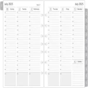 2025-2026 플래너 5.5 x8.5 미니 바인더 주간 및 월간 약속 도서 삽입물 탭 클래식/사이즈 4 7홀 리필