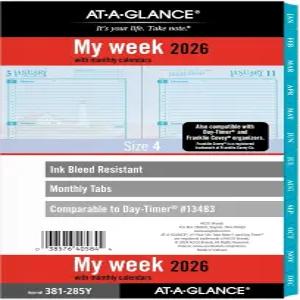 AT-A-GLANCE 2026 플래너 리필 주간 및 월간 5.5인치 x 8.5인치 책상 사이즈 4 루즈 리프