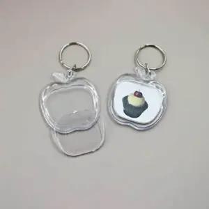 [패션] 사진 증사홀더 액자 아크릴 사과 모양 증명 열쇠고리 증사액자