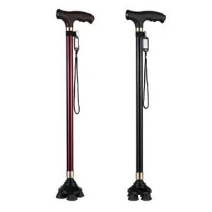 LED 노인 효도 지팡이 네발 관절형 10단 길이 조절식할머니 할아버지 선물 보행보조 용이 기구