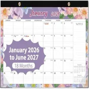 2026 데스크 캘린더 대형 데스크/월 월간 (2026년 1월 - 2027년 6월) 17인치 x 12인치 교사 가족 학교