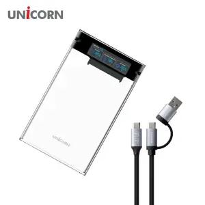 유니콘 스마트컬러LCD 2.5인치 HDD SSD 투명외장하드케이스 USB3.2Gen1 A+C타입젠더 슬라이딩결합 HSD-L40