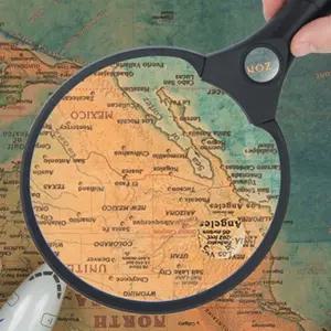 LED3구 대형 돋보기 작업용 휴대용 손잡이 확대경 부모님선물 목걸이 LED 노안 접이식 독서용 조명 사용이