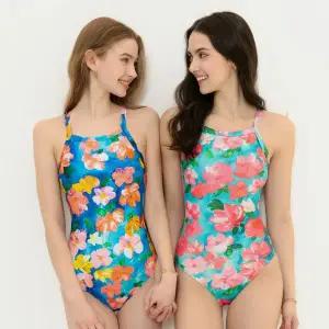 [하프클럽/엘르 수영복]엘르 유화 플라워 삼각 수영복 ELF-Y109