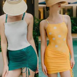 [하프클럽/엘르 수영복]엘르 커버업 시스루 셔링 치마 ELL-Y205