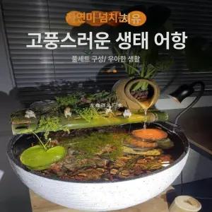 옹기 장식 마당 돌무늬 연못 풍수 연못 야외 풍수