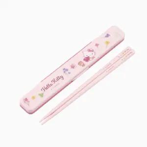 헬로키티 플라워리스 무소음 젓가락 세트 18cm여아 어린이 학생 휴대용 분홍 아이 무케이스
