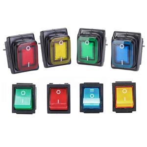 라이트 포함 방수 로커 스위치, LED 핀, 6 220V 블랙 씰 포함, 보트 4 레드 조명, 자동차 ON/OFF 버튼, 핀 16A,