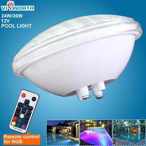 수영장 조명, 분수 연못 LED IP68 방수, 따뜻한 흰색, 차가운 파란색, RGB 수중 램프, Par56, 24W, 36W, 12V