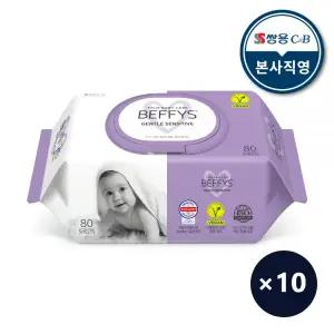 베피스 아기 물티슈 젠틀 센시티브 캡형 80매 10팩 MNS