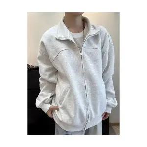 남자맨투맨티 가을 원톤 차이나 캐주얼 커플 카디건 ible3