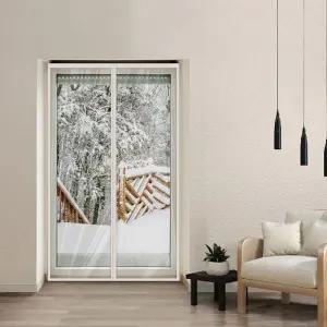 프리미엄 보온용 자석 방풍커튼 소 화이트틈새차단 개폐식커텐 우풍 투명 방문 사무실 테이프 외풍비닐 바