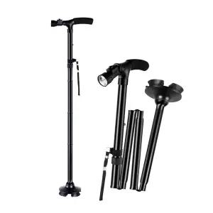 MUAMUA LED 4발 보행 보조 4단 접이식 지팡이어르신용품 어른신선물 접이이 길이조절이 조절이 식이 보조기