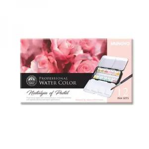 문교 전문가용 고체 수채물감 파스텔톤 12색 K물감 학습용 교육용 학교 학원 그림 미술 화물감