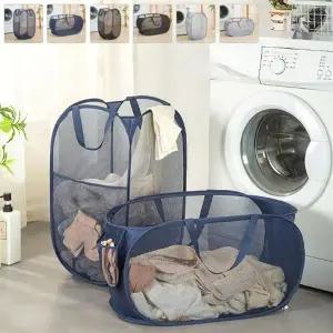 다용도 메쉬 빨래 바구니 접이식 이동식 빨래 바구니 세탁물 욕실