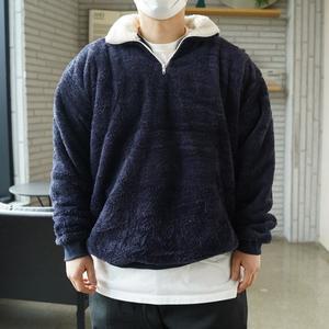 워너빅 남자 빅사이즈 후리스 맨투맨 오버핏 보아털 반집업