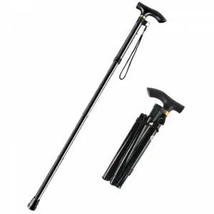 ( )접이식 노인 지팡이 길이조절 보행보조 어르신 선물 경량 휴대용 검정