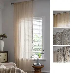 레트로 태슬 가리개 커튼 거실 침실 펀칭 디자인 화이트 펑칭 빈티지 로인테리어 베란다 가림막 모던 실내