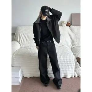 블랙 가을 빈티지 캐주얼 남자항공점퍼 하운드투스 칼라 자켓 야상 야구복 ible3